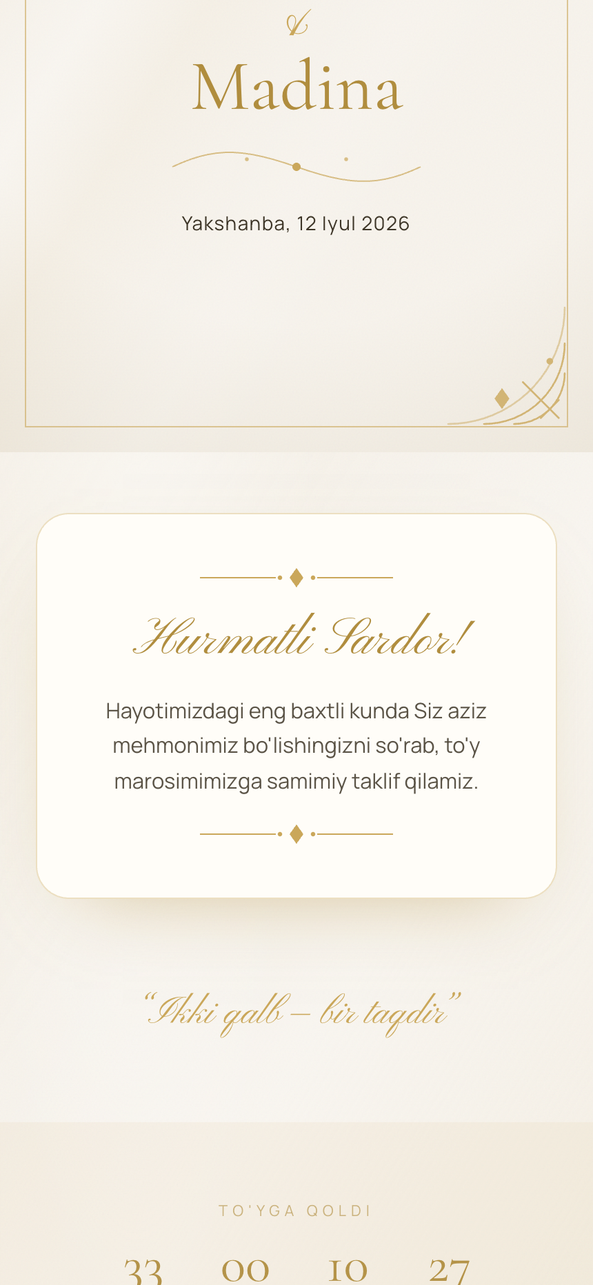 Mehmon o'z taklifini ochadi